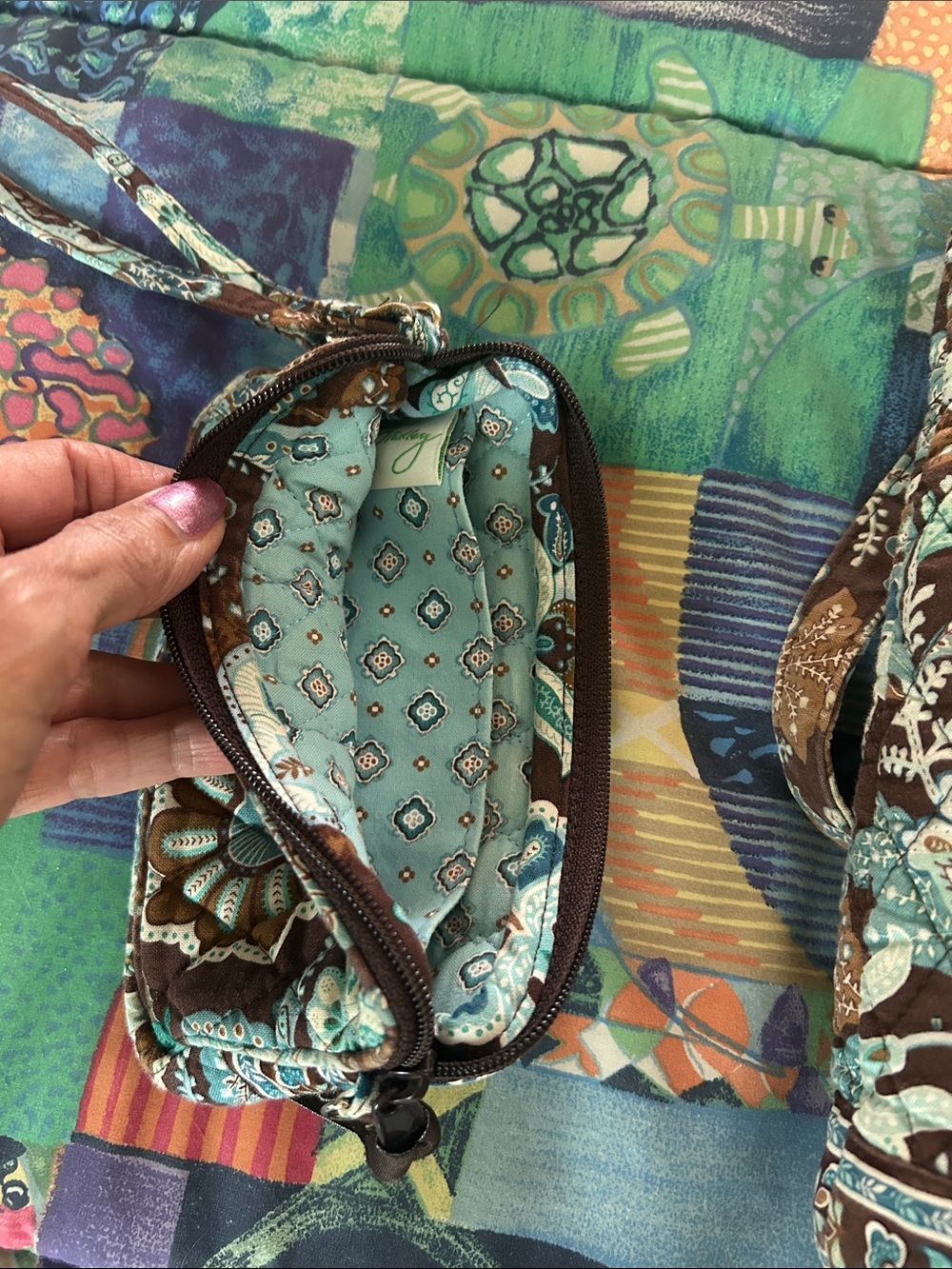 Vera Bradley Brown Floral Quilted Tote with Matching Wristlet - Picture 5 of 5